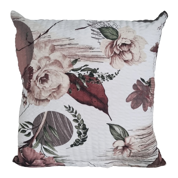 Feta de perna din bumbac 40x40 alb pudra gradina romantica
