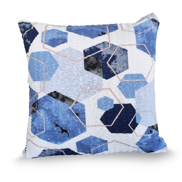 Feta de perna din bumbac 40x40 albastru marin alb geometric