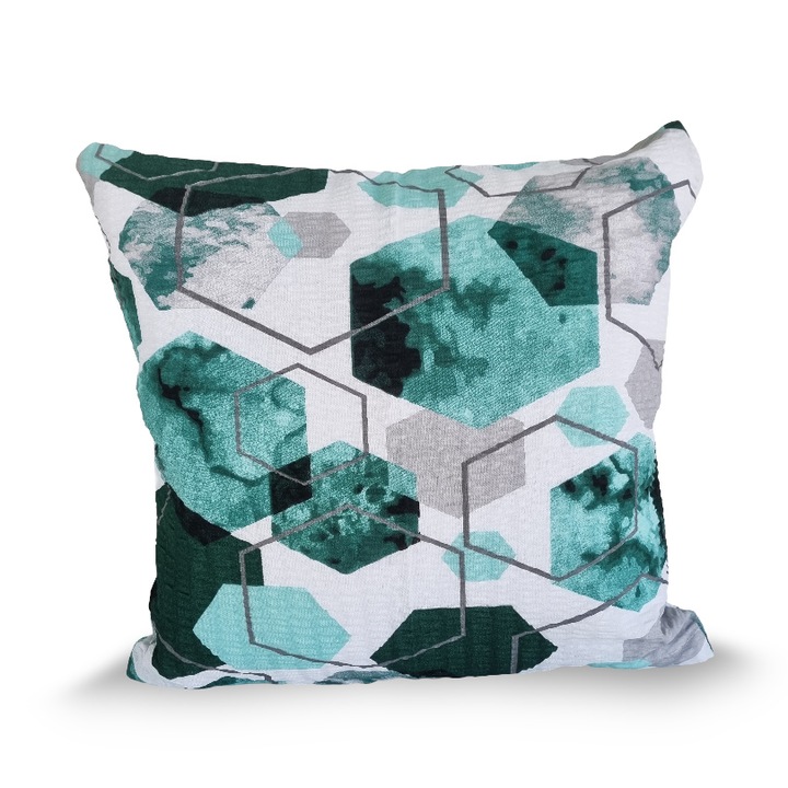 Feta de perna din bumbac 50x60 emerald white geometria