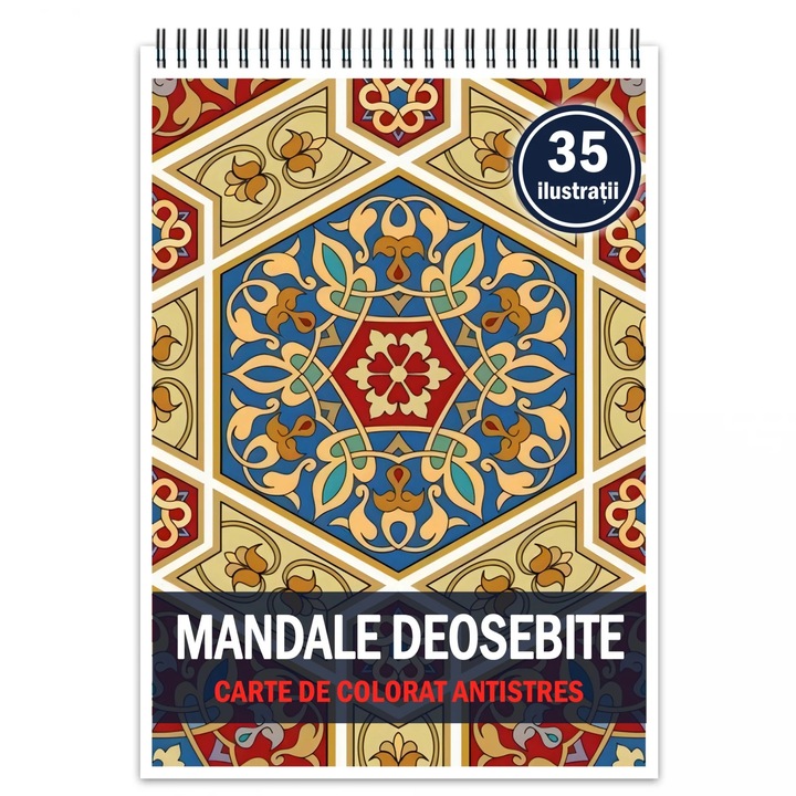 Антистрес книга за оцветяване, 35 уникални илюстрации на мандали