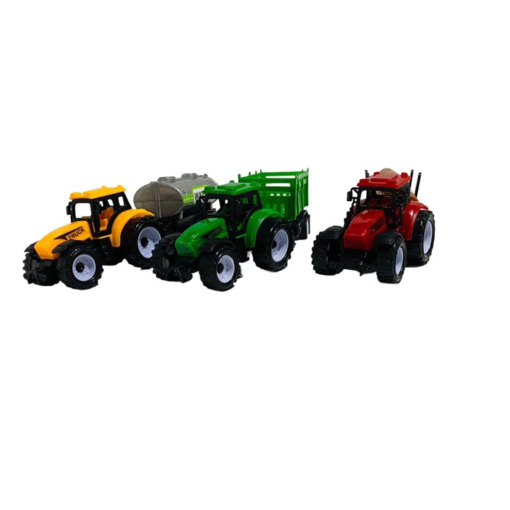 3 db Játéktraktor készlet különböző pótkocsikkal