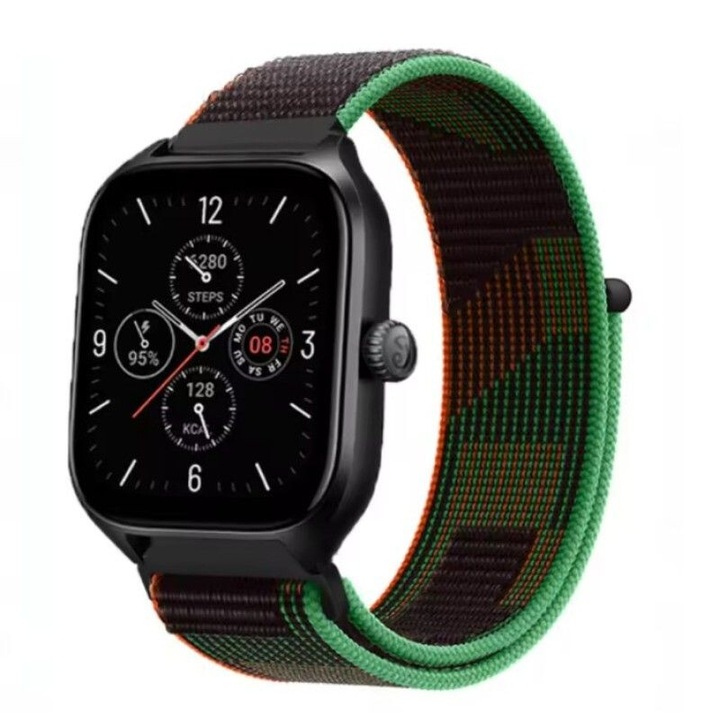 Huawei Watch GT2, GT3 42mm, Samsung Galaxy Watch FE 7 6 5 4 40/42/43/44/45/46/47, Amazfit Active BIP S LITE U PRO GTS 2 3 4 GTR 42 mm-es mini-vel kompatibilis nylon szíj, légáteresztő, állítható, nylon textil anyag, 20mm, többszínű