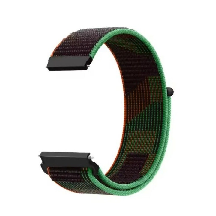 Curea nylon compatibila cu Huawei Watch GT2 2E GT3 GT4 GT5 GT 2 3 4 5 46mm 48mm Pro, Samsung Galaxy Watch 46mm, Watch 3 45mm, Gear S3 Classic / Frontier, respirabila, ajustabila, material textile din nailon, 22mm, multicolor