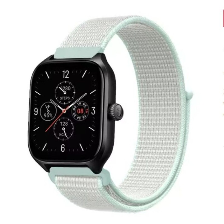 Найлонова каишка Mrs. Smart, съвместима с Amazfit GTR 4 3 Pro 2 2E 47MM BIP 5 Stratos 2S 3 Balance, Redmi Watch 5 Active / Lite Xiaomi Mi Watch, S1 S2 PRO, S3, дишаща, регулируема, 22 мм, светло ментово зелена