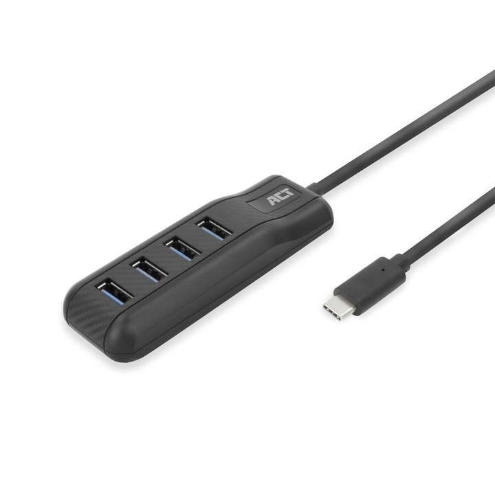 ACT AC6420 4-portos USB 3.2 Gen 1 HUB, USB Type-C bemenet, 50cm, fekete