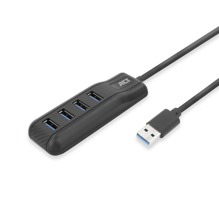 ACT AC6320 4-portos USB 3.2 Gen 1 HUB, 50 cm, fekete