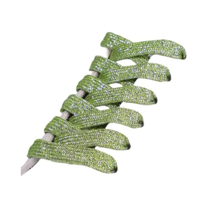 Светлозелени блестящи връзки за обувки