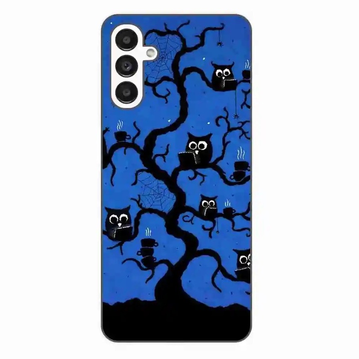 A tok kompatibilis a Samsung Galaxy A54 5G szilikongél Tpu mintás Halloween Tree Owls termékkel