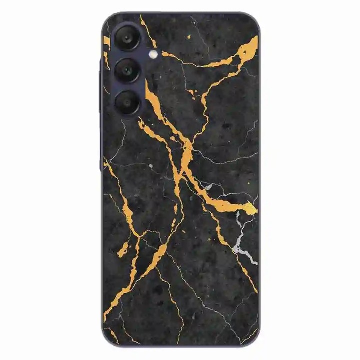 Husa compatibila cu Samsung Galaxy A25 5G Silicon Gel Tpu Model Noir Gold Marble
