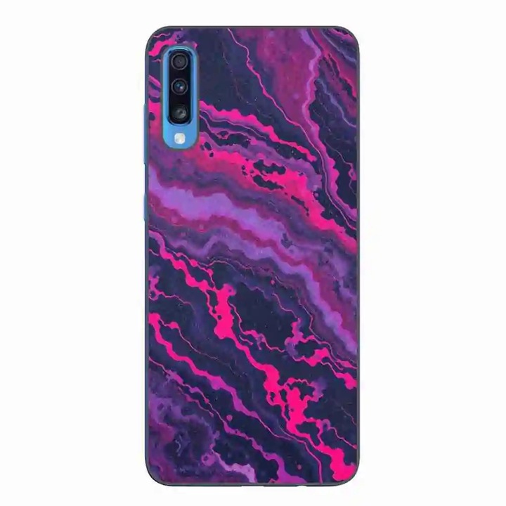 Husa compatibila cu Samsung Galaxy A70 Silicon Gel Tpu Model Midnight Rose Marble