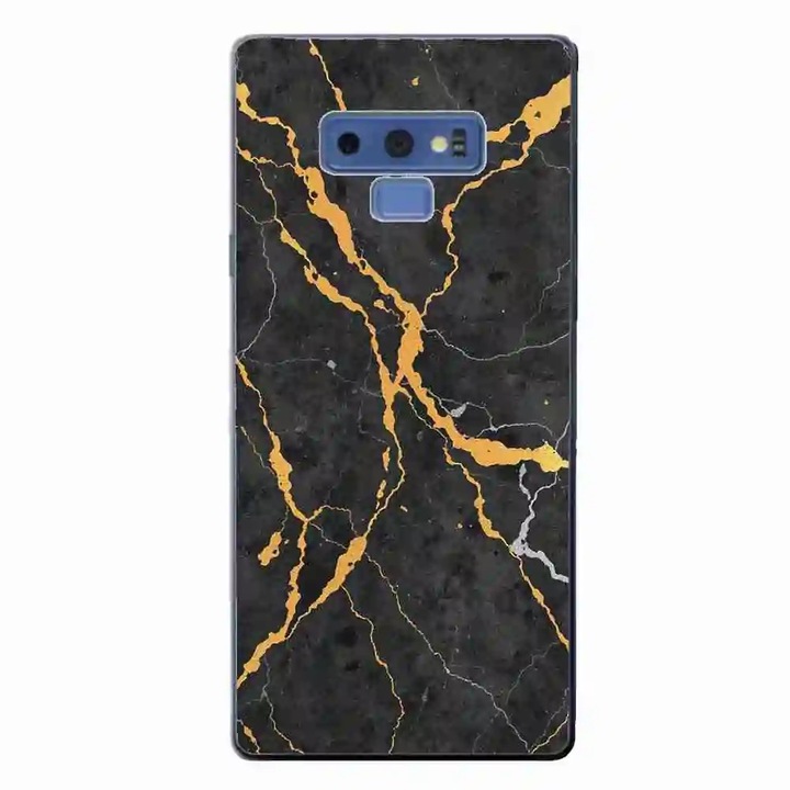 Husa compatibila cu Samsung Galaxy Note 9 Silicon Gel Tpu Model Noir Gold Marble