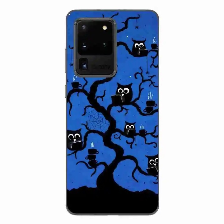 Husa compatibila cu Samsung Galaxy S20 Ultra Silicon Gel Tpu Model Halloween Tree Owls