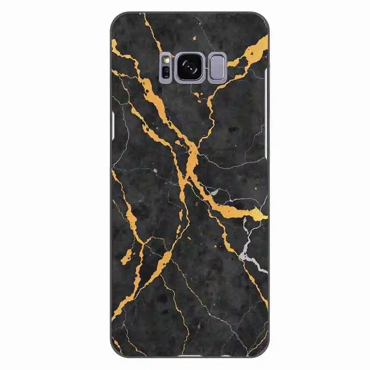 Husa compatibila cu Samsung Galaxy S8 Silicon Gel Tpu Model Noir Gold Marble