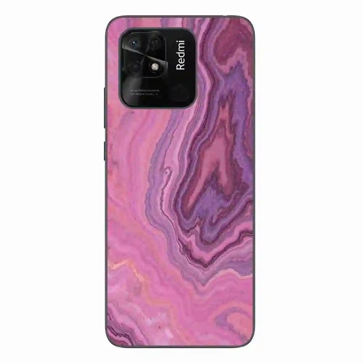 A tok kompatibilis a Xiaomi Redmi 10C Silicone Gel Tpu Pattern Pink Quartz Marble termékkel