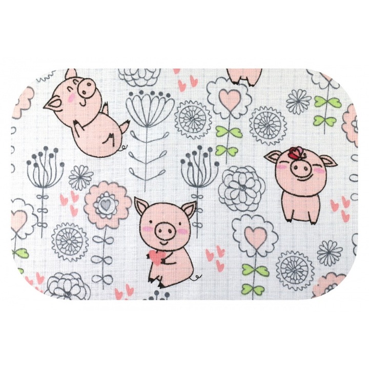 Scutec din muselina tetra 70x80 cm model Smiling Piggy