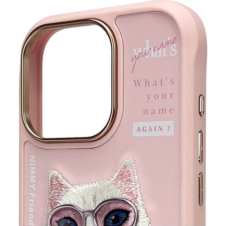 Husa Nimmy Cool&Cute 2.0 Cat pentru iPhone 16 Pro Max, roz