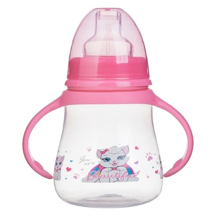 OEM Rózsaszín műanyag fogantyús bögre kiöntővel Marie Cat 270ml 8x15cm