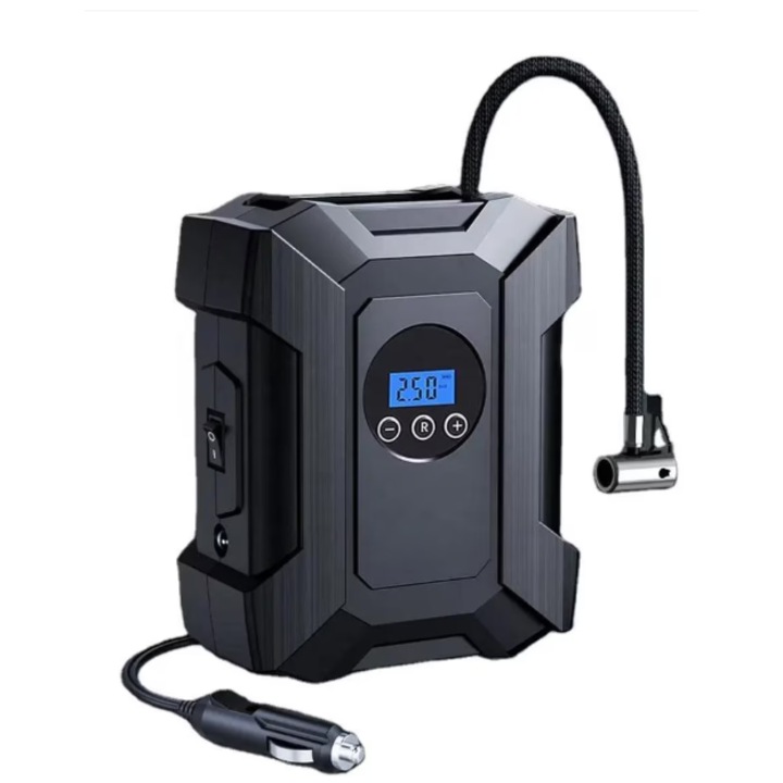 Автомобилен компресор, преносим със зареждане от контакта за кола, 120W, електронен дисплей, черен