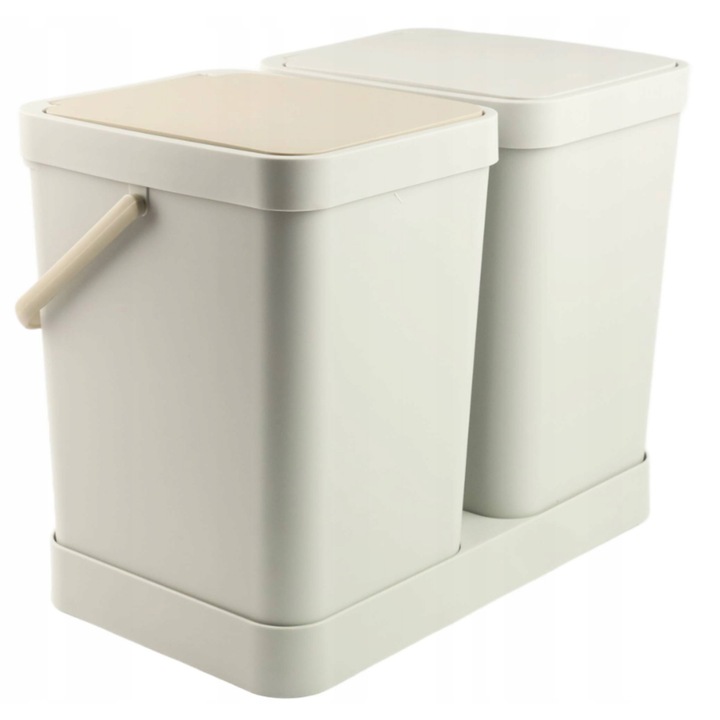 Cos de gunoi cu 2 compartimente colectare selectiva, Viking, 32L, Gri