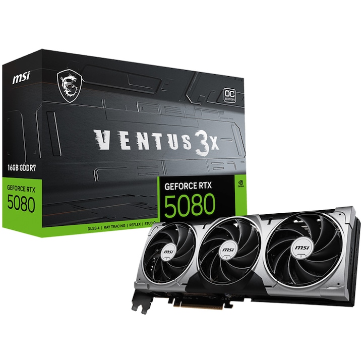Видео карта MSI GeForce RTX™ 5080 VENTUS 3X OC, 16GB GDDR7, 256-bit