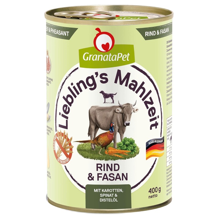 Nedves kutyaeledel, marhával és fácánnal, Liebling's Mahlzeit, GranataPet, 400 g