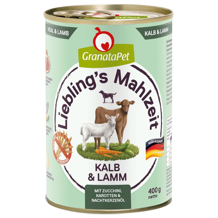 Nedves kutyaeledel, borjú- és bárányhússal, Liebling's Mahlzeit, GranataPet, 400 g