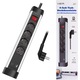 Prelungitor Logilink LPS278U, 4 prize, 1x USB-C PD 3.0, 1x USB-A QC 3.0, 20W, intrerupator iluminat, IP20, H05VV-F 3G 1.5 mm², 1.5 m, Aluminiu, Negru/Argintiu