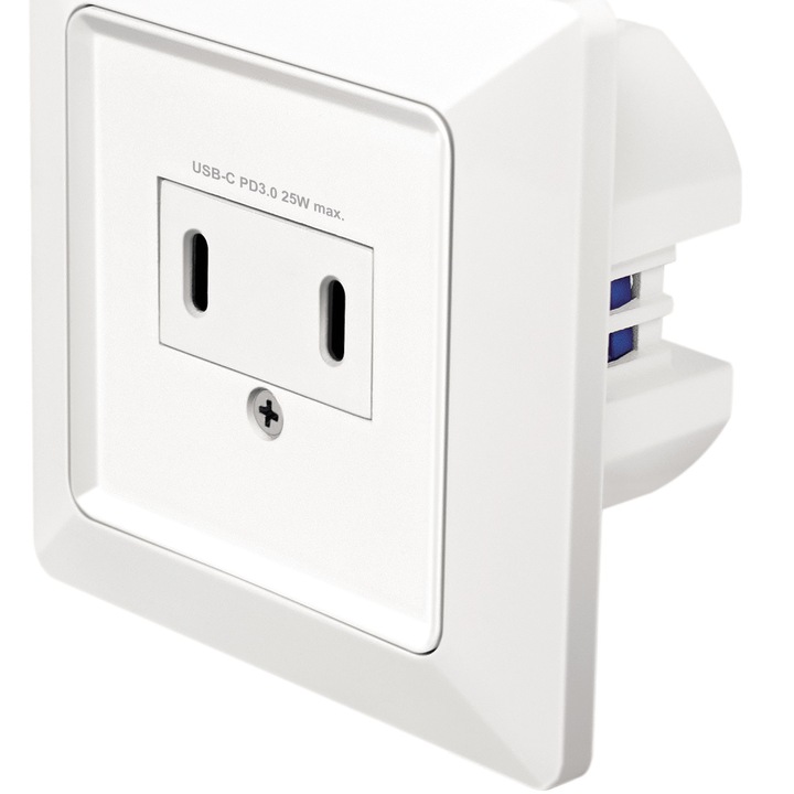 Контакт Logilink PA0332, 2xUSB-C PD 3.0 25W, IP20, Бял