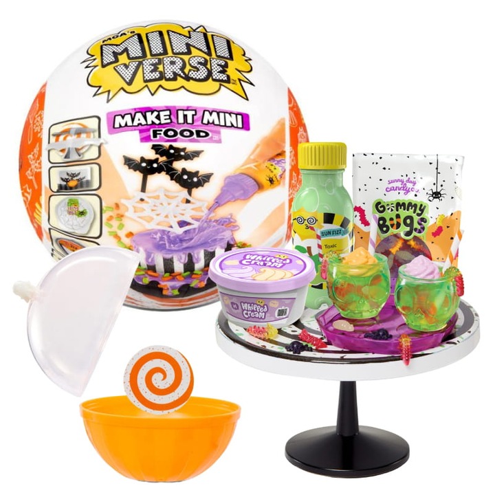 Set Bila Surpriza Cu Mini Ingrediente, Mga, Miniverse Fa-O Mini Mancare, Bila Halloween, Varsta 8+, Ultrarar Vierme De Nisip Din 'Beetlejuice', Jucaria Nu Este Destinata Consumului, Multicolor