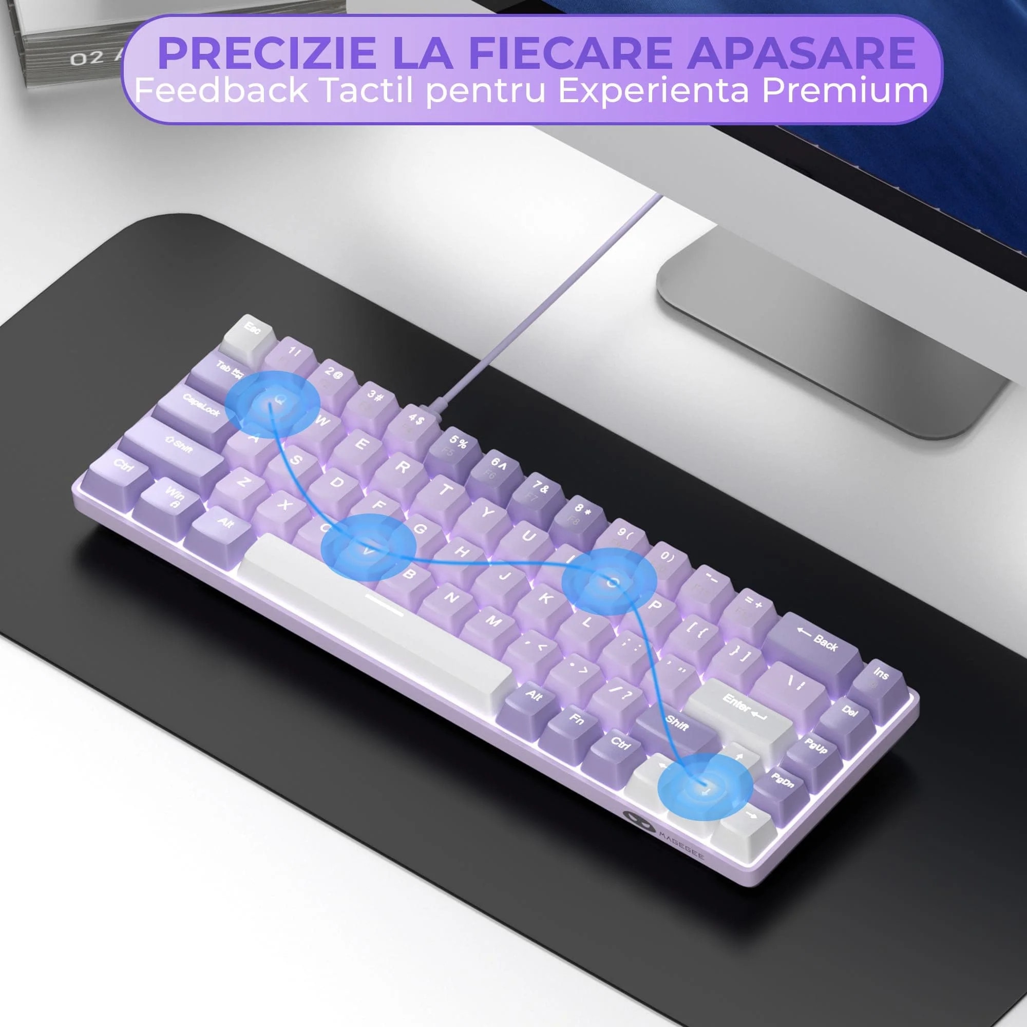 Tastatura Mecanica Gaming Timebox, 60%, iluminare RGB, 68 taste