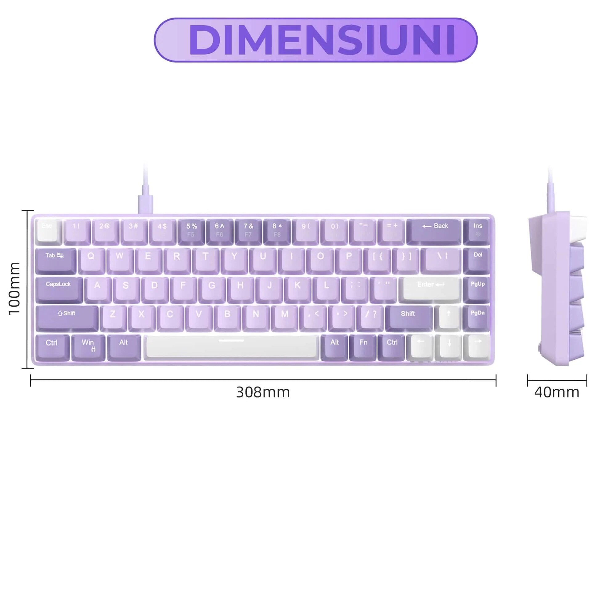 Tastatura Mecanica Gaming Timebox, 60%, iluminare RGB, 68 taste