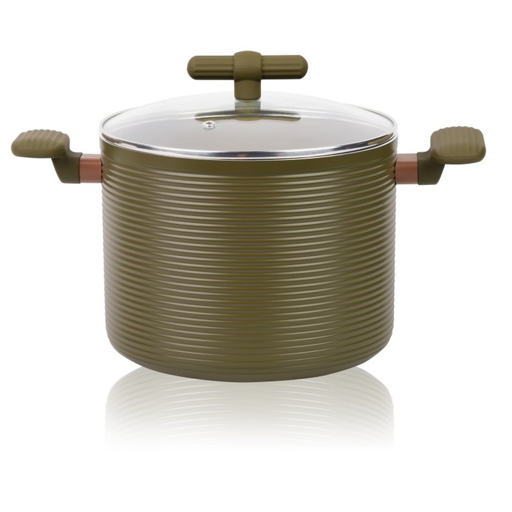 Oala din aluminiu, cu capac, interior mat.anti-aderent, compatibila cu plita inductie, 22x18 cm, 5.60 l