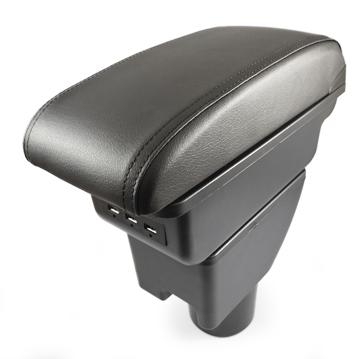 Cotiera consola centrala cutie de depozitare USB Organizator pentru Hyundai Getz 2005 - 2008 alunecare piele neagra