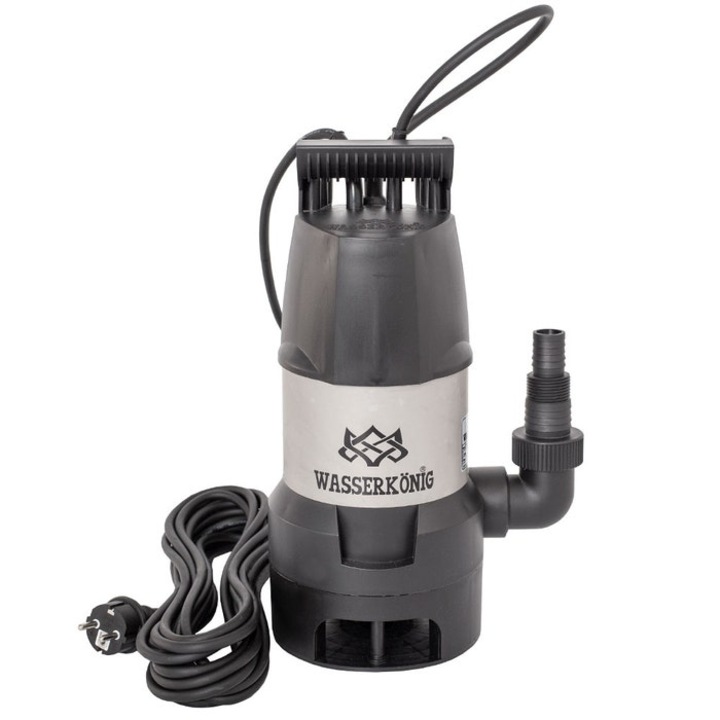 Pompa submersibila apa murdara Wasserkonig SWED14000-8, cu plutitor, 800 W, carcasa inox, 14 mc/h, H max. 8 m, IPX8