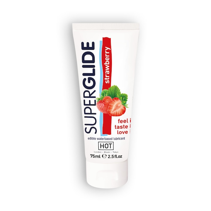Vízbázisú ehető kenőanyag eper ízzel, Superglide eper, 75 ml