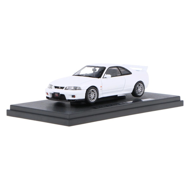 Макет Nissan Skyline GT-R R33 V Spec 1995 бял с плексигласова витрина - 1/43 Ebbro