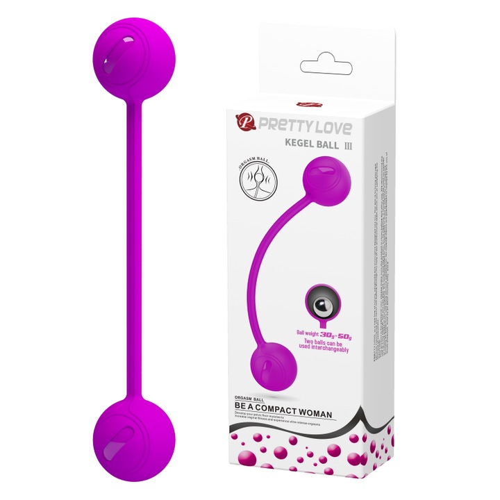 Комплект Кегел топки Pretty Love Kegel Ball III, 2 броя, Лилав