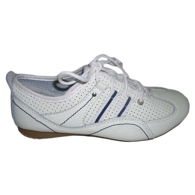 Pantofi sport, piele naturala cu perforatii, D&J Exclusive, Alb