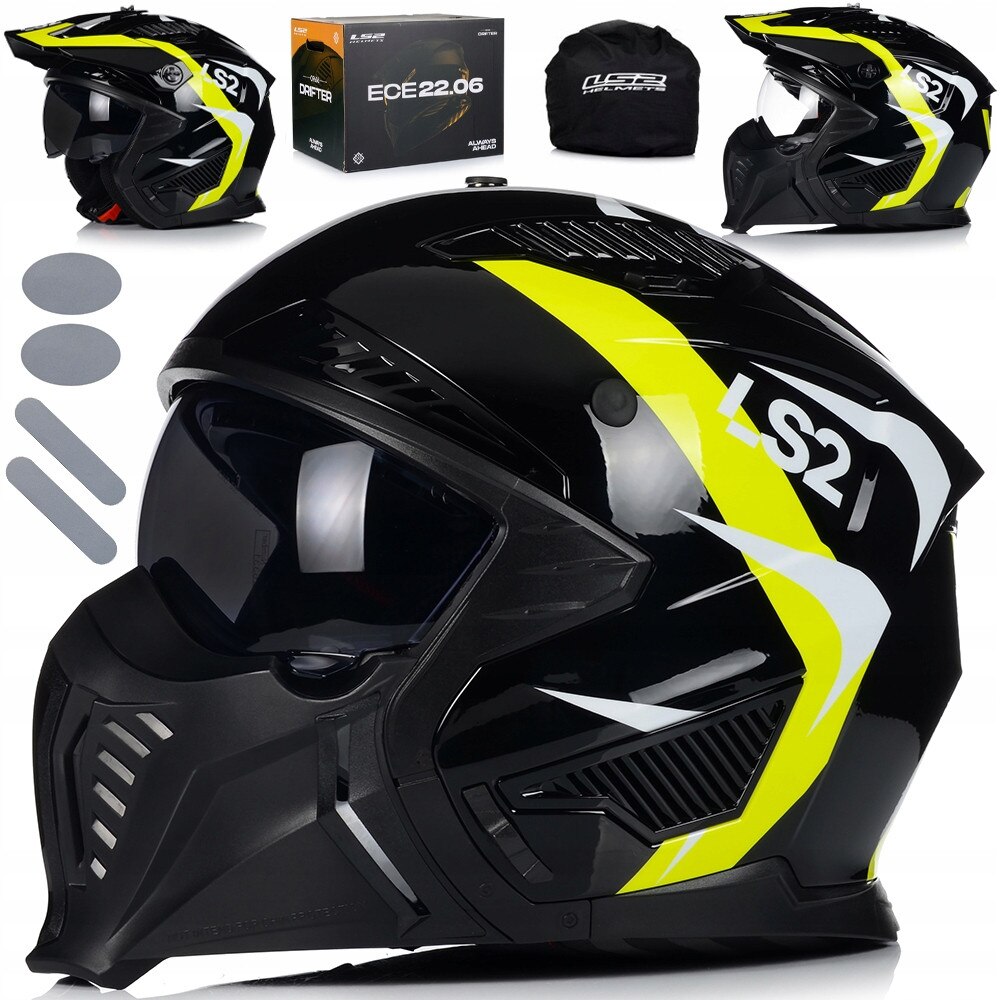 Casca Moto, LS2 OF606 Drifter Triality, Galben/Negru, Protectie UV