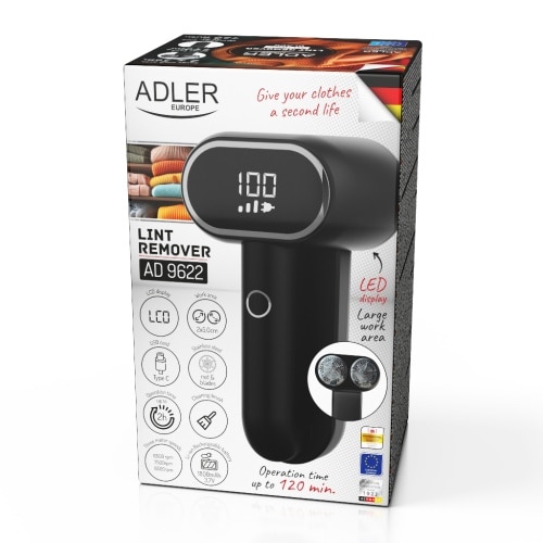 Aparat curatat scame ADLER cu display LCD, 3 viteze, negru, 20x12,5x10cm