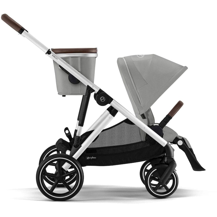 Детска количка Cybex Gazelle S 2.0, комплект с пазарска кошница, каменно сива, 93-106x65x100-110см