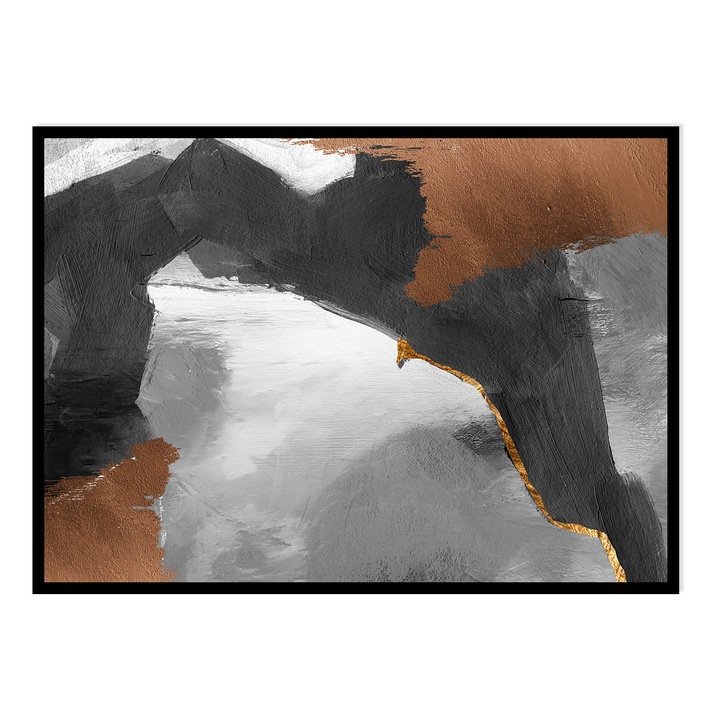 Tablou PoStar, Obraz Plakat, 30x40cm, alb-negru, maro, minimalism, abstract