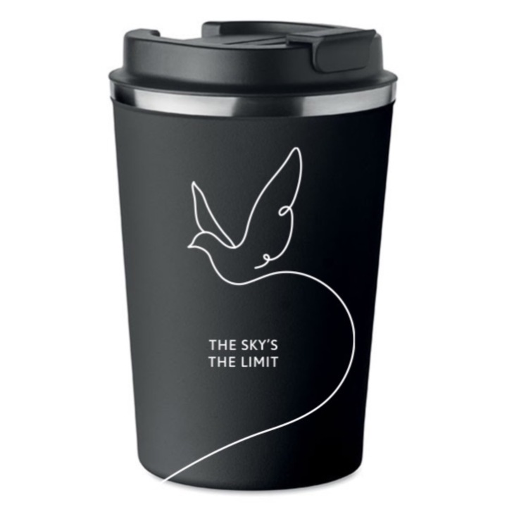 Термо чаша, PoStar THE SKY'S THE LIMIT, черна, 350мл