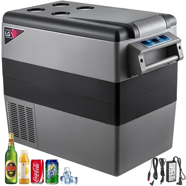 Преносим хладилник за кола, 15L, компресорно охлаждане, 12/24V DC & 110-240V AC, черен, 37x30x42cm