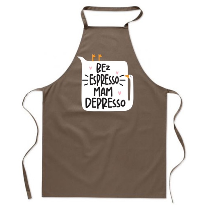 Sort de bucatarie PoStar, cu imprimeu amuzant, bumbac, maro