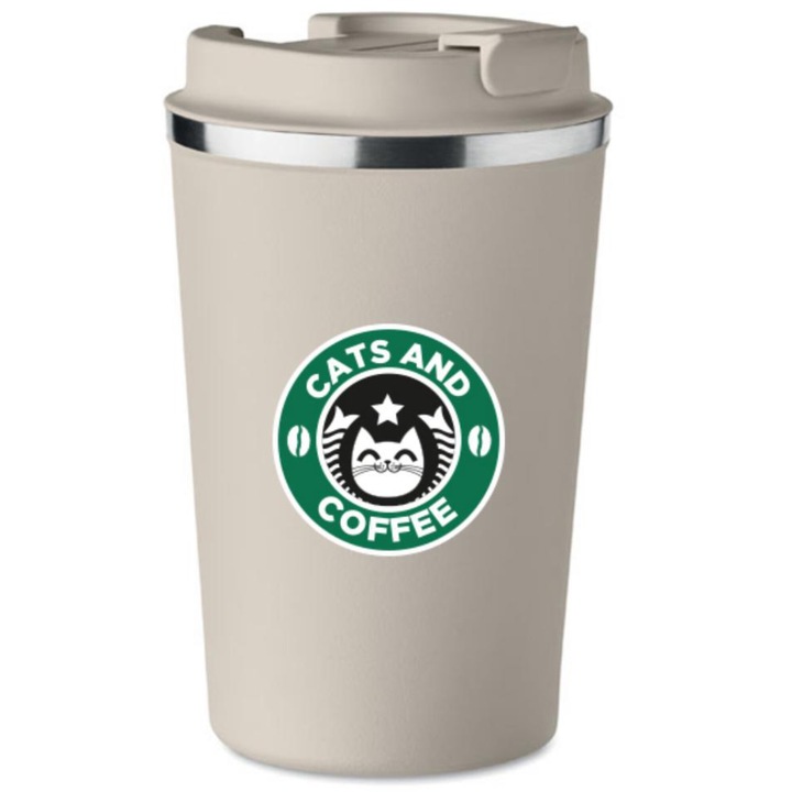 Cana termica PoStar CATS AND COFFEE, 350 ml, 8.5x14cm, nude