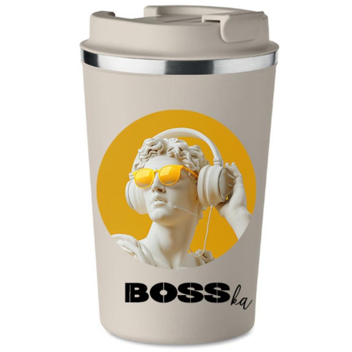Cana termica PoStar, 350 ml, cu imprimeu, pentru femei