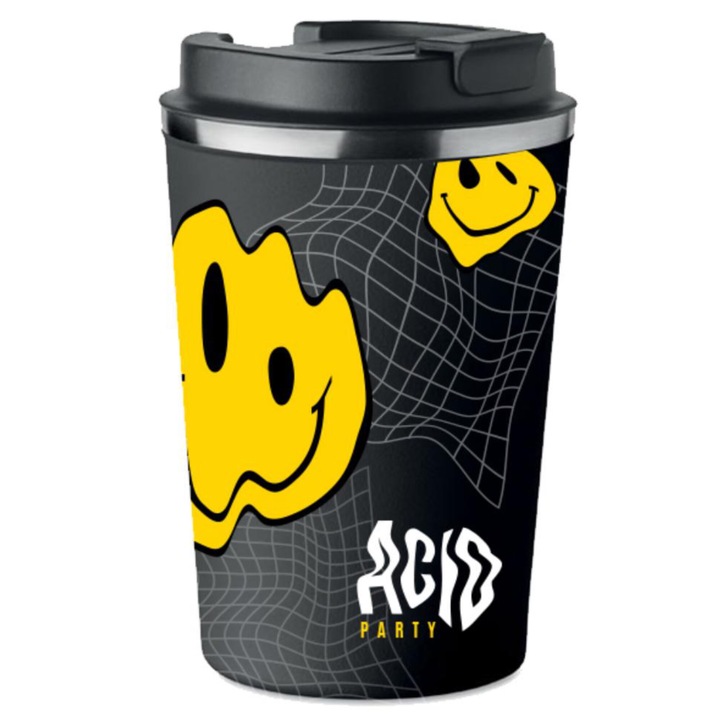 Термо чаша PoStar ACID PARTY, 350 мл, с емотиконка тип „примка“