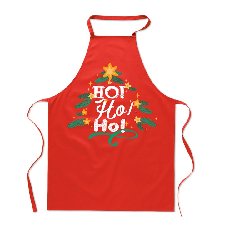 Sorturi bucatarie PoStar, Fartuch rosu cu imprimeu de Craciun, unisex