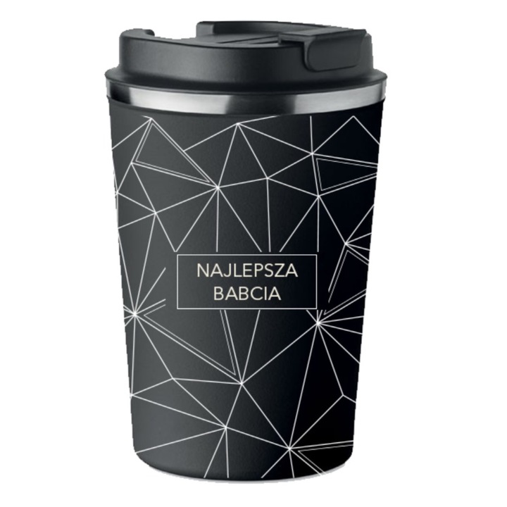 Cana termica PoStar NAJLEPSZA BABCIA, neagra, set